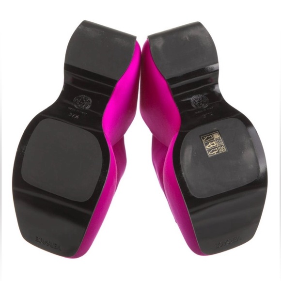 Versace Satin Hot Pink Slides Size Platform Sandals ITALY, Size 37.5 - Picture 5 of 5
